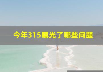 今年315曝光了哪些问题