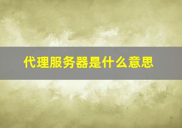 代理服务器是什么意思