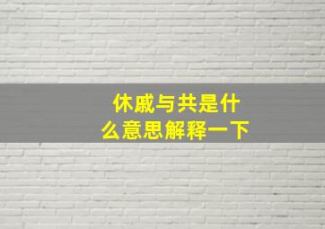 休戚与共是什么意思解释一下