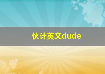 伙计英文dude