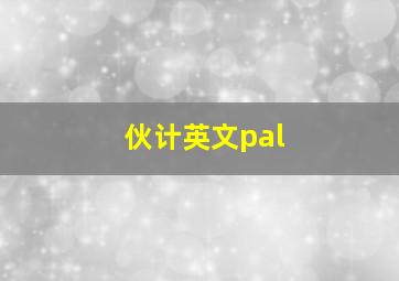 伙计英文pal