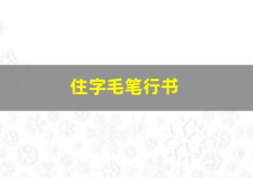 住字毛笔行书