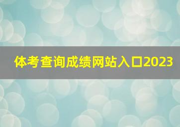 体考查询成绩网站入口2023