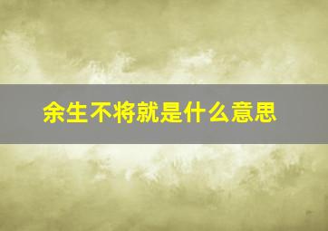 余生不将就是什么意思