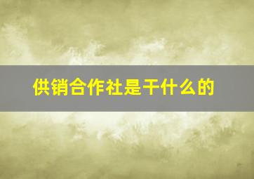 供销合作社是干什么的