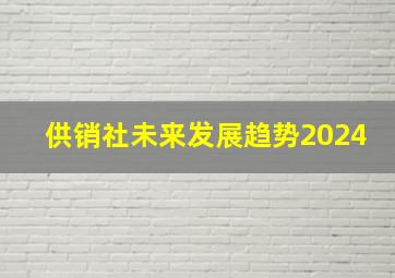 供销社未来发展趋势2024