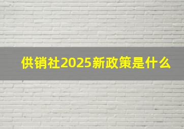 供销社2025新政策是什么