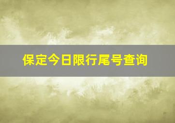 保定今日限行尾号查询