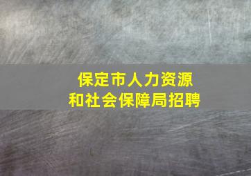 保定市人力资源和社会保障局招聘