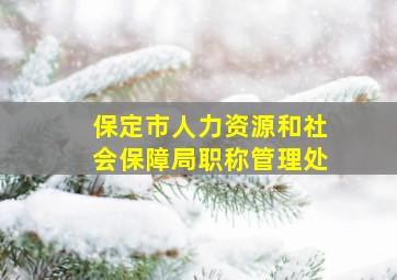 保定市人力资源和社会保障局职称管理处