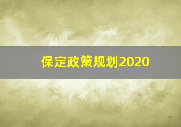 保定政策规划2020