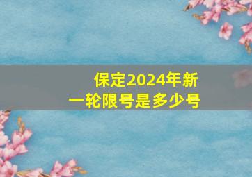 保定2024年新一轮限号是多少号