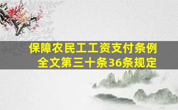 保障农民工工资支付条例全文第三十条36条规定