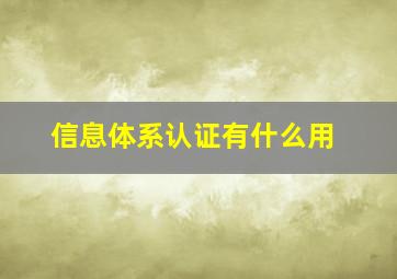 信息体系认证有什么用