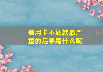 信用卡不还款最严重的后果是什么呢