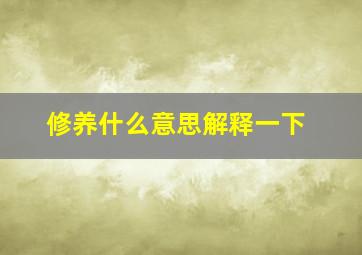 修养什么意思解释一下