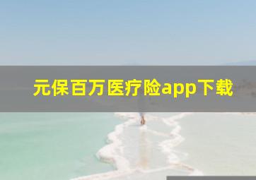 元保百万医疗险app下载