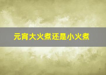 元宵大火煮还是小火煮