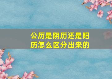 公历是阴历还是阳历怎么区分出来的