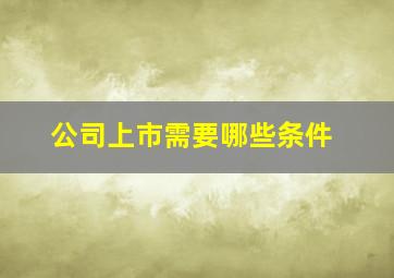 公司上市需要哪些条件