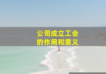 公司成立工会的作用和意义