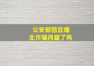 公安部回应缅北诈骗问题了吗