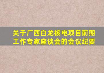 关于广西白龙核电项目前期工作专家座谈会的会议纪要