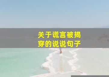 关于谎言被揭穿的说说句子