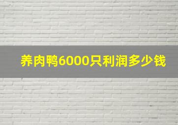 养肉鸭6000只利润多少钱