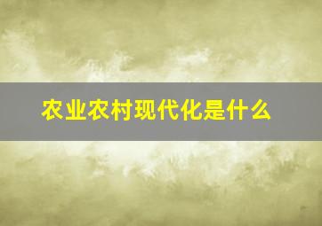 农业农村现代化是什么