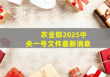 农业部2025中央一号文件最新消息