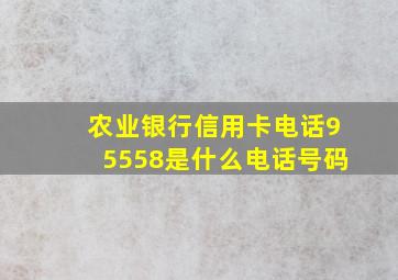 农业银行信用卡电话95558是什么电话号码