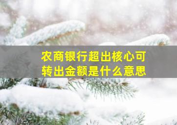 农商银行超出核心可转出金额是什么意思