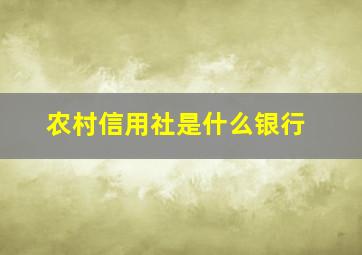 农村信用社是什么银行