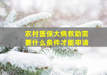 农村医保大病救助需要什么条件才能申请