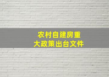 农村自建房重大政策出台文件