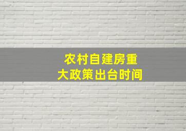 农村自建房重大政策出台时间