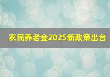 农民养老金2025新政策出台