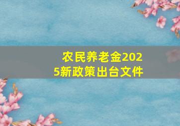 农民养老金2025新政策出台文件