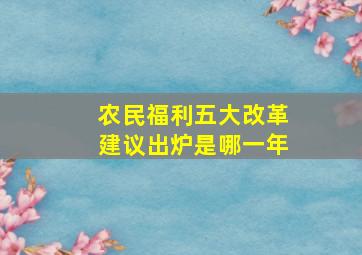 农民福利五大改革建议出炉是哪一年