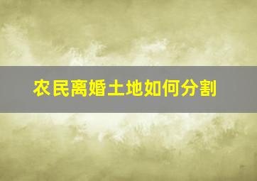 农民离婚土地如何分割