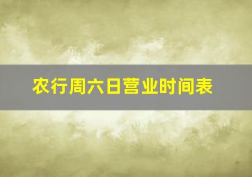 农行周六日营业时间表