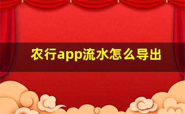 农行app流水怎么导出