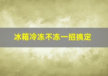 冰箱冷冻不冻一招搞定