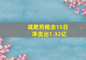 减肥药概念15日净流出1.32亿