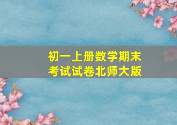 初一上册数学期末考试试卷北师大版