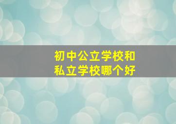 初中公立学校和私立学校哪个好