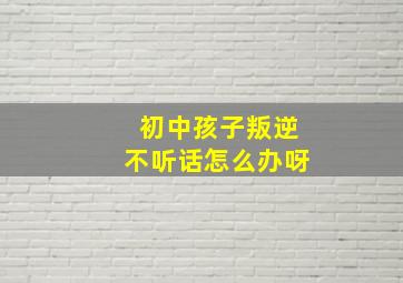 初中孩子叛逆不听话怎么办呀