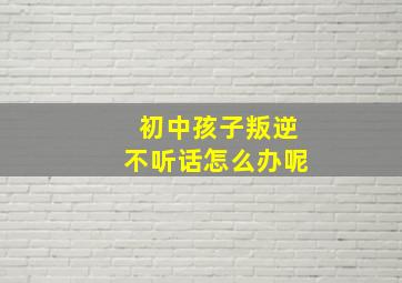 初中孩子叛逆不听话怎么办呢