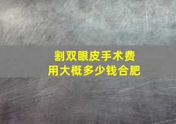 割双眼皮手术费用大概多少钱合肥